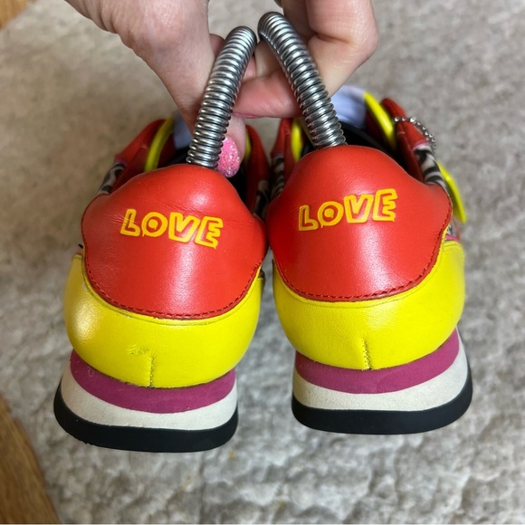 Coach: x Keith Haring Lace Up Yellow, Orange, Pink, Black White People Sneakers - Picture 13 of 16